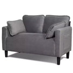 Divanetto 2 Posti in Velluto a Coste con Tasca Laterale – Beige / Verde / Grigio