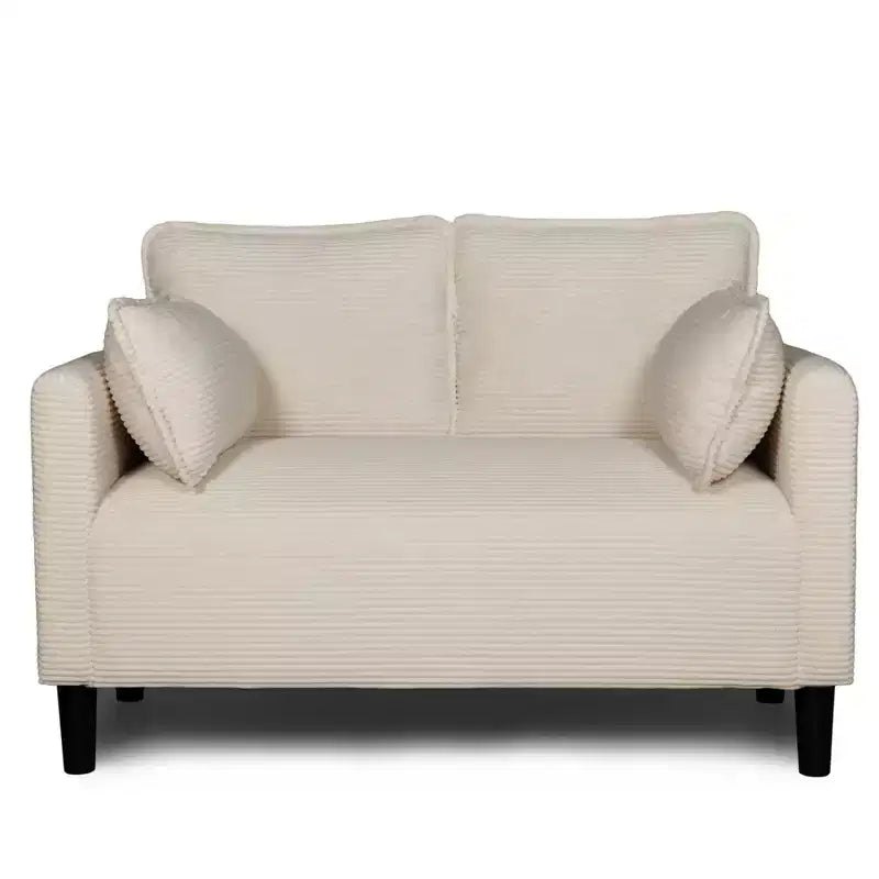 Divanetto 2 Posti in Velluto a Coste con Tasca Laterale – Beige / Verde / Grigio