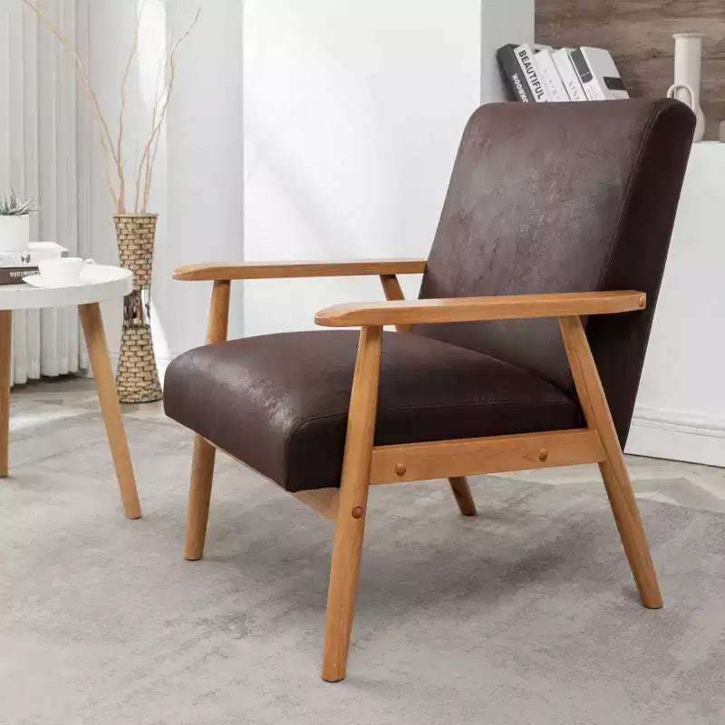 Marrone / Marrone scuro / Grigio / Marrone chiaro / Cammello chiaro – Poltrona con braccioli Mid-Century, 1 posto