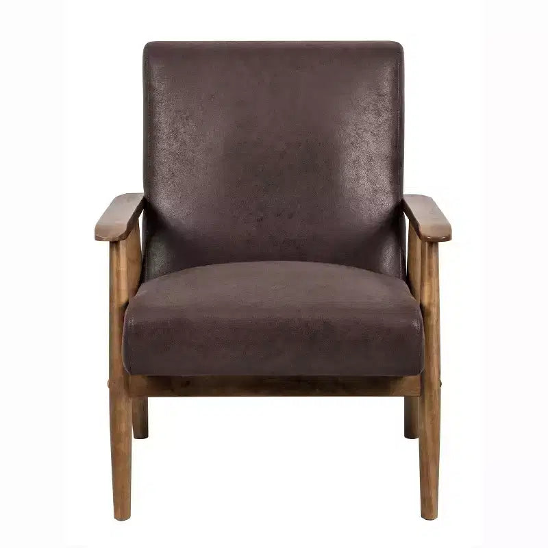 Marrone / Marrone scuro / Grigio / Marrone chiaro / Cammello chiaro – Poltrona con braccioli Mid-Century, 1 posto