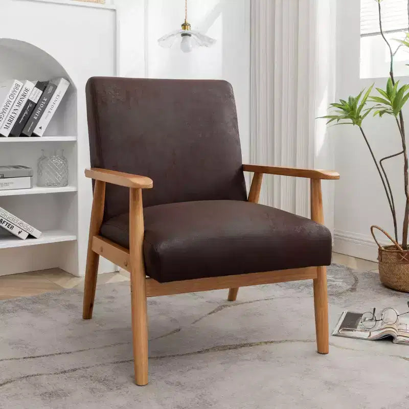 Marrone / Marrone scuro / Grigio / Marrone chiaro / Cammello chiaro – Poltrona con braccioli Mid-Century, 1 posto