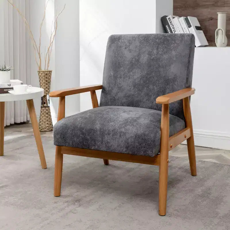 Marrone / Marrone scuro / Grigio / Marrone chiaro / Cammello chiaro – Poltrona con braccioli Mid-Century, 1 posto