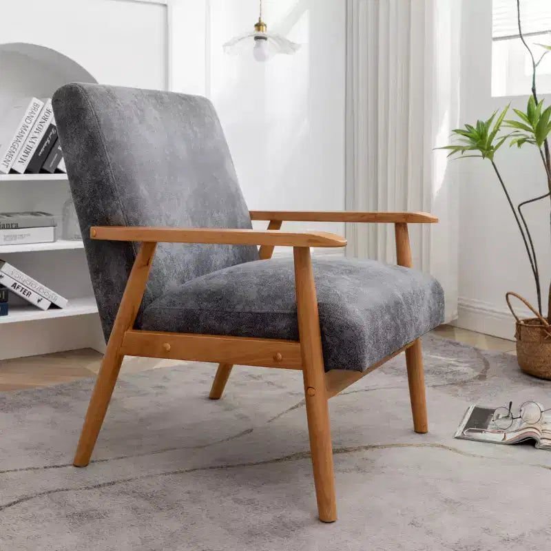 Marrone / Marrone scuro / Grigio / Marrone chiaro / Cammello chiaro – Poltrona con braccioli Mid-Century, 1 posto