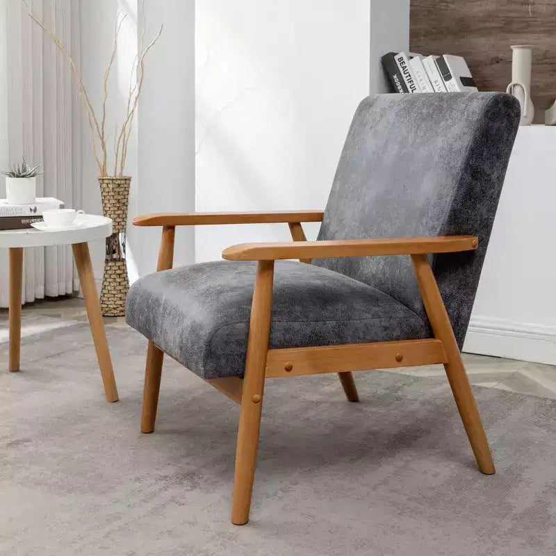 Marrone / Marrone scuro / Grigio / Marrone chiaro / Cammello chiaro – Poltrona con braccioli Mid-Century, 1 posto