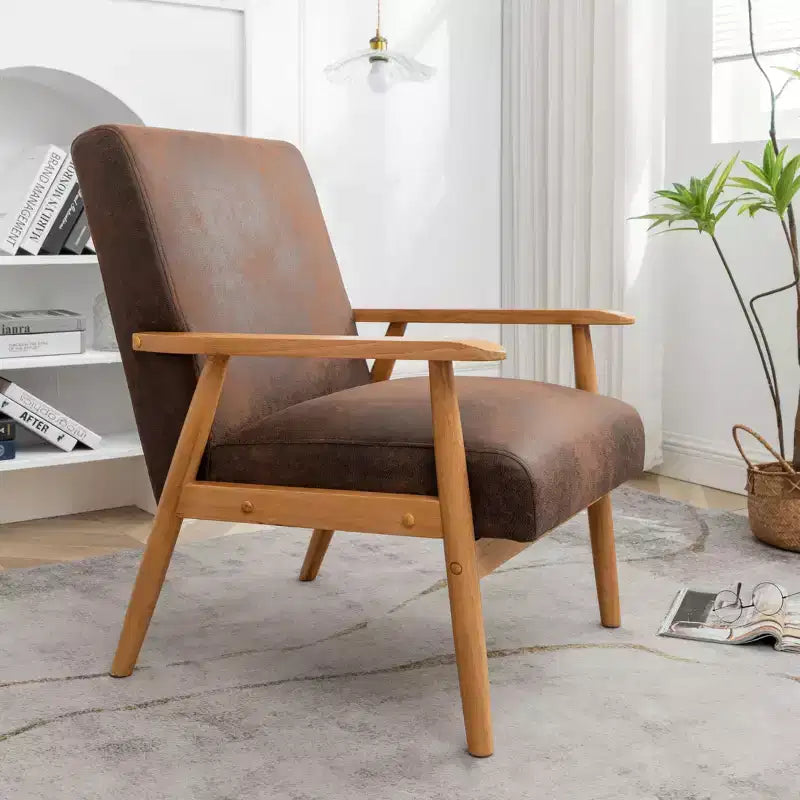 Marrone / Marrone scuro / Grigio / Marrone chiaro / Cammello chiaro – Poltrona con braccioli Mid-Century, 1 posto