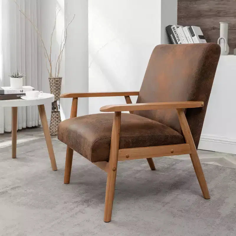 Marrone / Marrone scuro / Grigio / Marrone chiaro / Cammello chiaro – Poltrona con braccioli Mid-Century, 1 posto