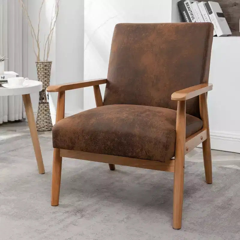 Marrone / Marrone scuro / Grigio / Marrone chiaro / Cammello chiaro – Poltrona con braccioli Mid-Century, 1 posto
