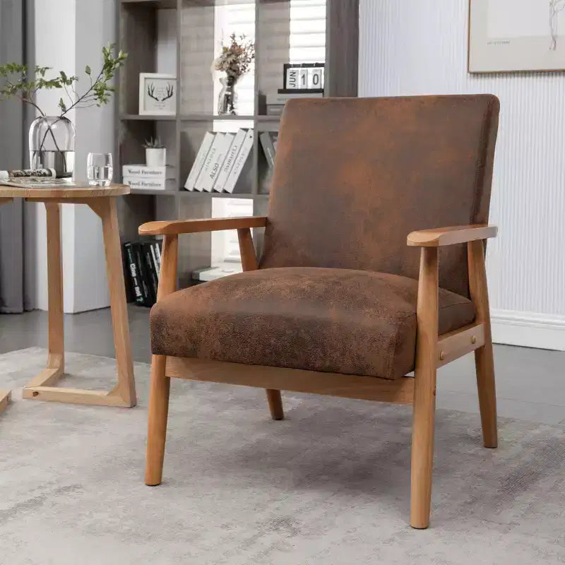 Marrone / Marrone scuro / Grigio / Marrone chiaro / Cammello chiaro – Poltrona con braccioli Mid-Century, 1 posto