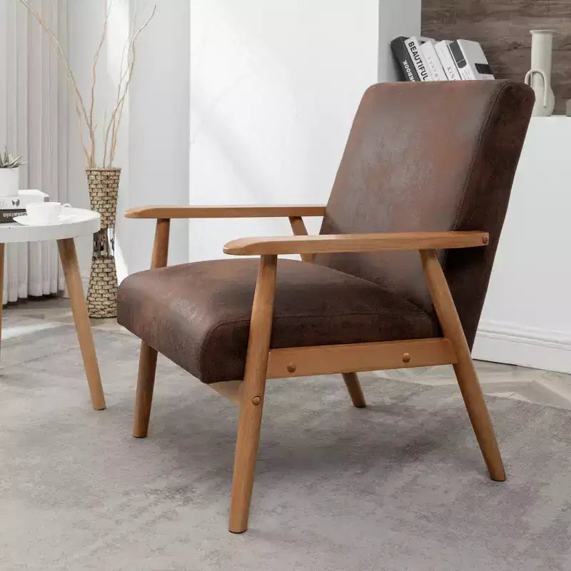 Marrone / Marrone scuro / Grigio / Marrone chiaro / Cammello chiaro – Poltrona con braccioli Mid-Century, 1 posto