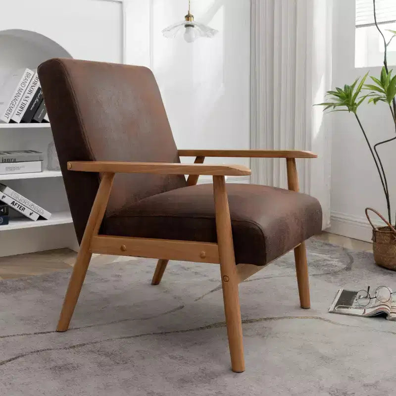 Marrone / Marrone scuro / Grigio / Marrone chiaro / Cammello chiaro – Poltrona con braccioli Mid-Century, 1 posto