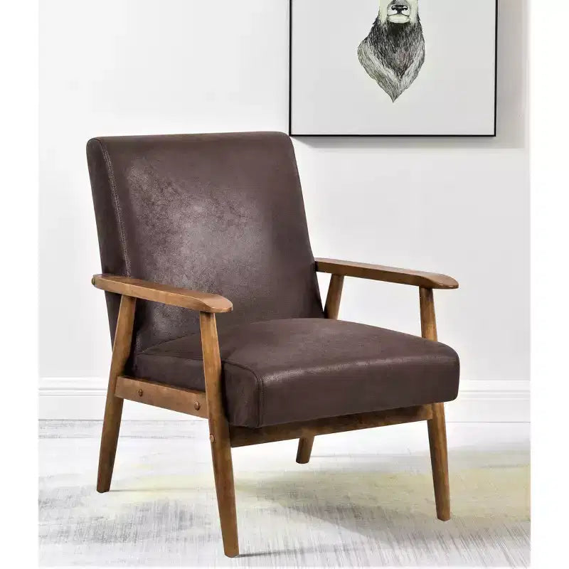 Marrone / Marrone scuro / Grigio / Marrone chiaro / Cammello chiaro – Poltrona con braccioli Mid-Century, 1 posto