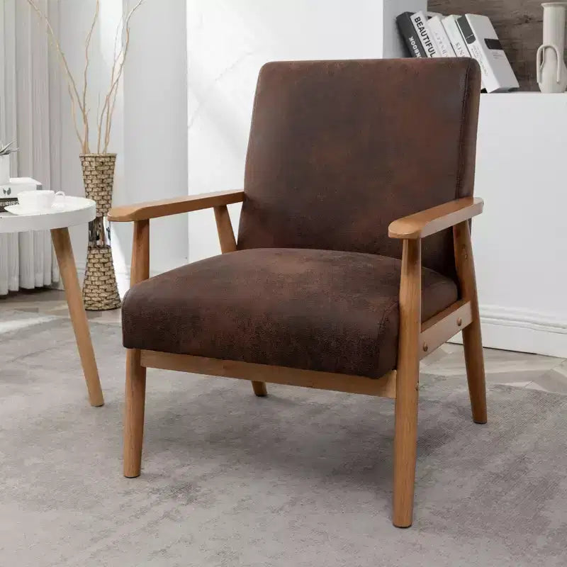 Marrone / Marrone scuro / Grigio / Marrone chiaro / Cammello chiaro – Poltrona con braccioli Mid-Century, 1 posto
