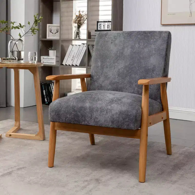 Marrone / Marrone scuro / Grigio / Marrone chiaro / Cammello chiaro – Poltrona con braccioli Mid-Century, 1 posto