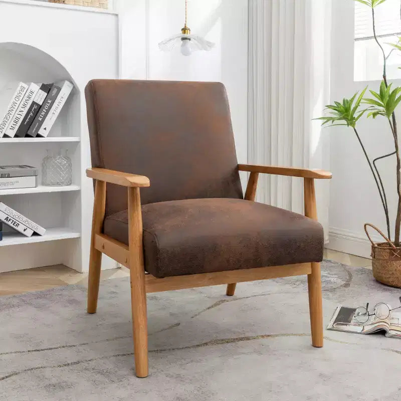 Marrone / Marrone scuro / Grigio / Marrone chiaro / Cammello chiaro – Poltrona con braccioli Mid-Century, 1 posto