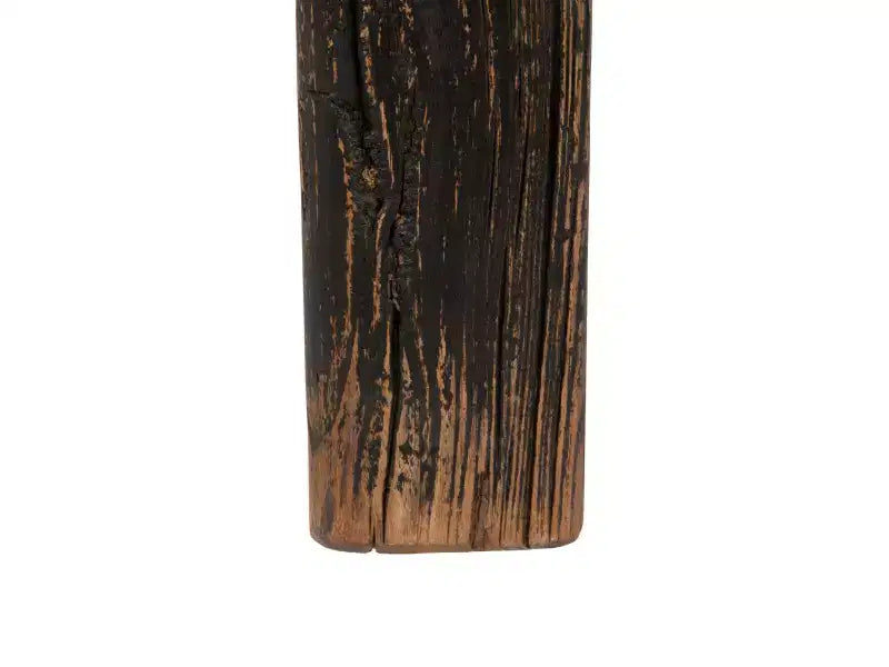 Tavolino Quadrato Nero, Legno di Olmo Riciclato, a 4 Gambe