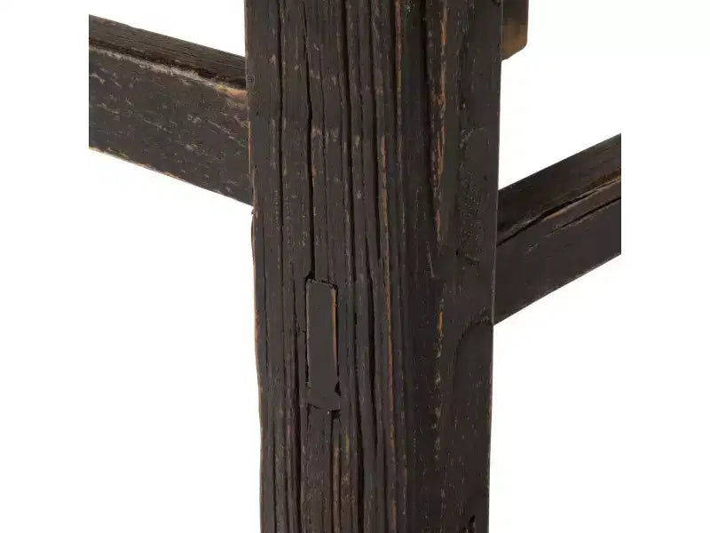 Tavolino Quadrato Nero, Legno di Olmo Riciclato, a 4 Gambe
