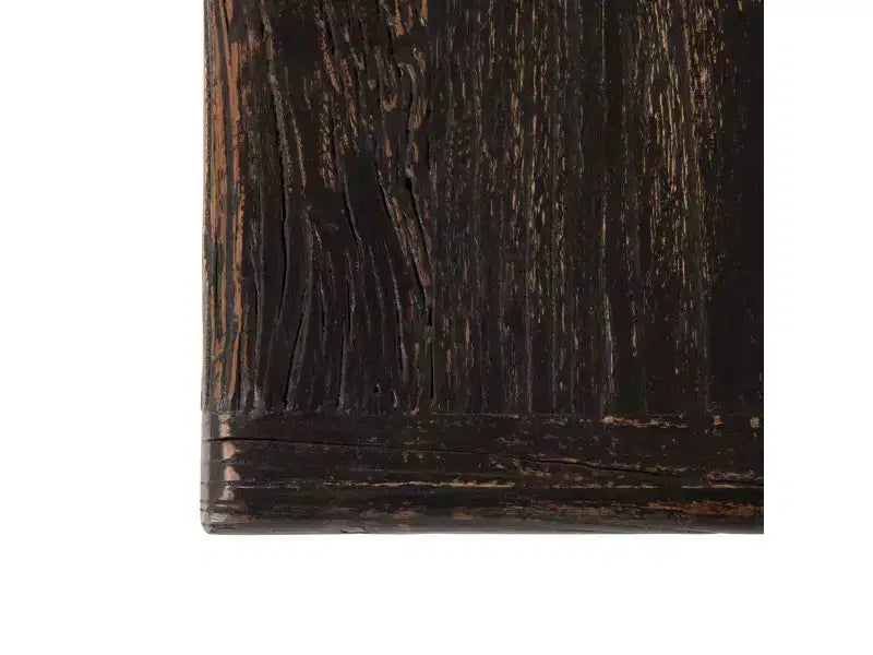 Tavolino Quadrato Nero, Legno di Olmo Riciclato, a 4 Gambe