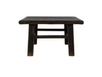 Tavolino Quadrato Nero, Legno di Olmo Riciclato, a 4 Gambe