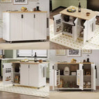 Isola da cucina su ruote, Nero/Bianco, 3 cassetti e 2 armadietti