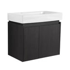 Bathroom Vanity 24-Inch With Top Sink, Wall-Mounted Floating Storage Cabinet, Modern 2-Door Vanity Sink Combo for Home Bathroom Decor