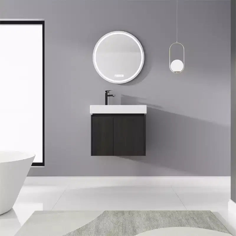 Mobile bagno sospeso bianco con lavabo, 2 ante, singolo