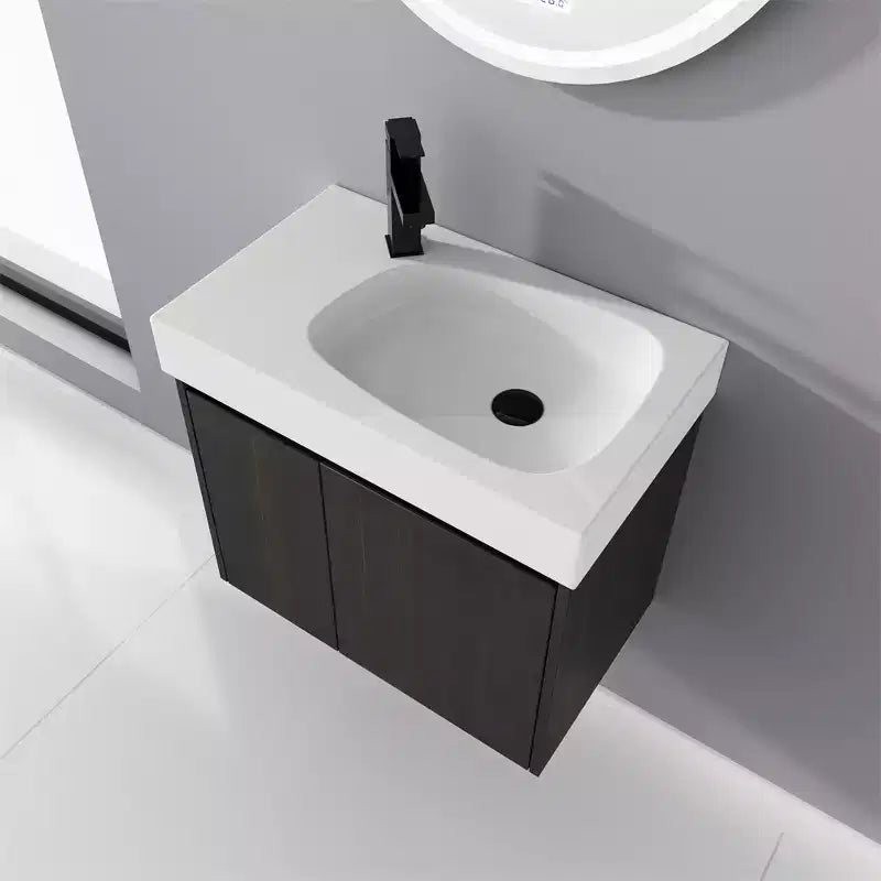 Mobile bagno sospeso bianco con lavabo, 2 ante, singolo