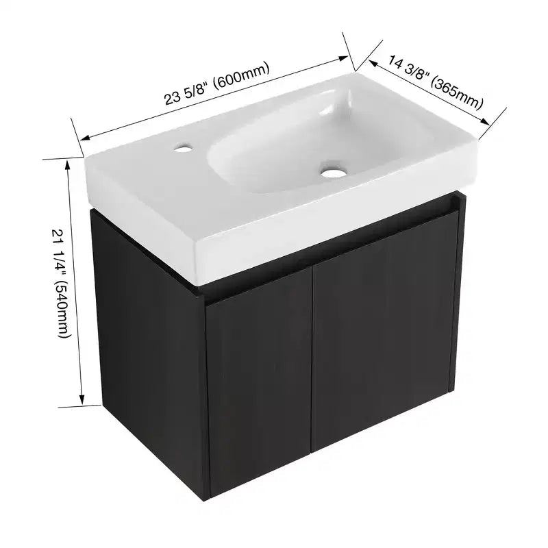 Mobile bagno sospeso bianco con lavabo, 2 ante, singolo