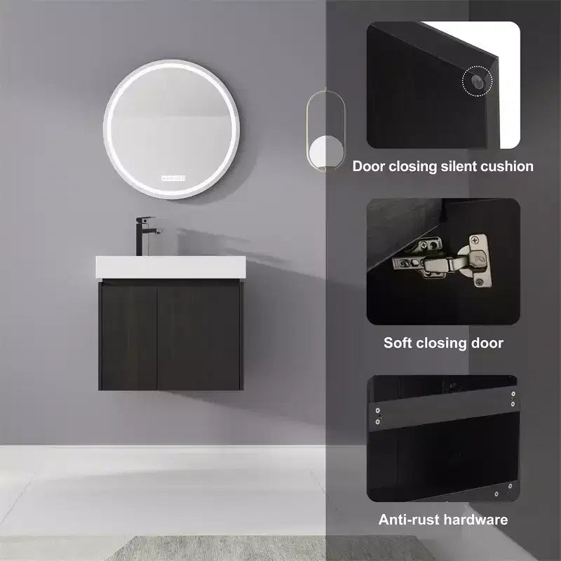 Mobile bagno sospeso bianco con lavabo, 2 ante, singolo