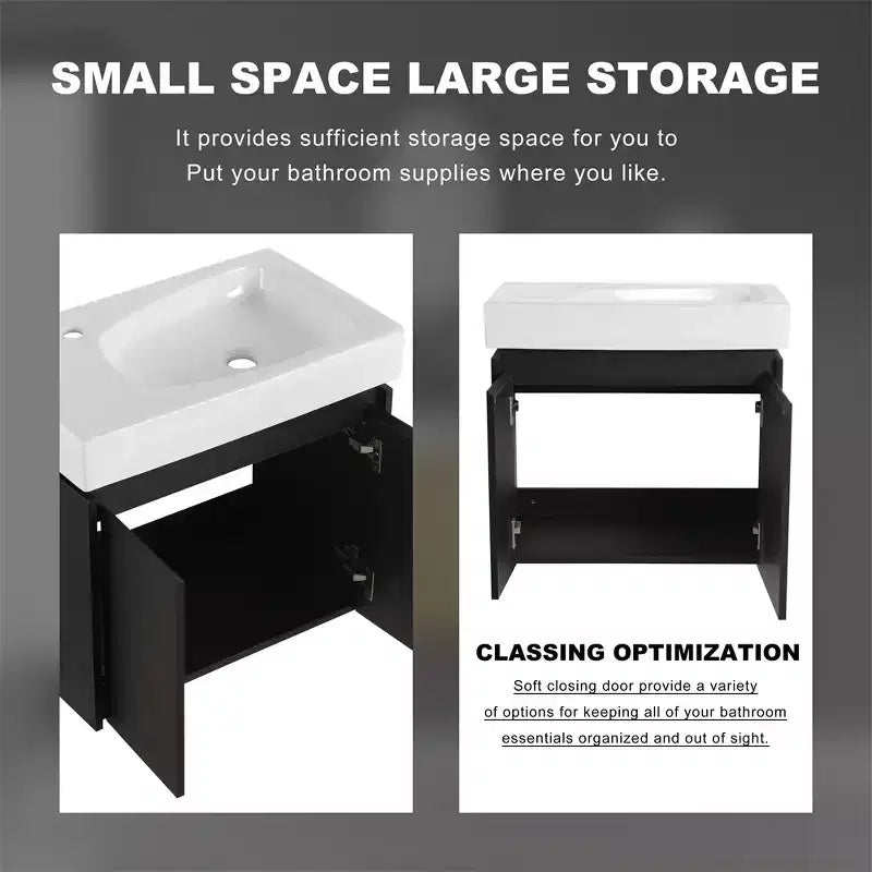 Mobile bagno sospeso bianco con lavabo, 2 ante, singolo