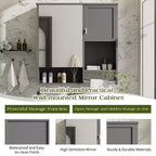 Mobiletto portamedicine a parete con specchio 29''×28'', nero/grigio/bianco, 1–2 persone