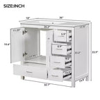 Mobile Bagno da Terra Bianco con Lavabo, 5 Cassetti e 2 Ante Ammortizzate, Singolo