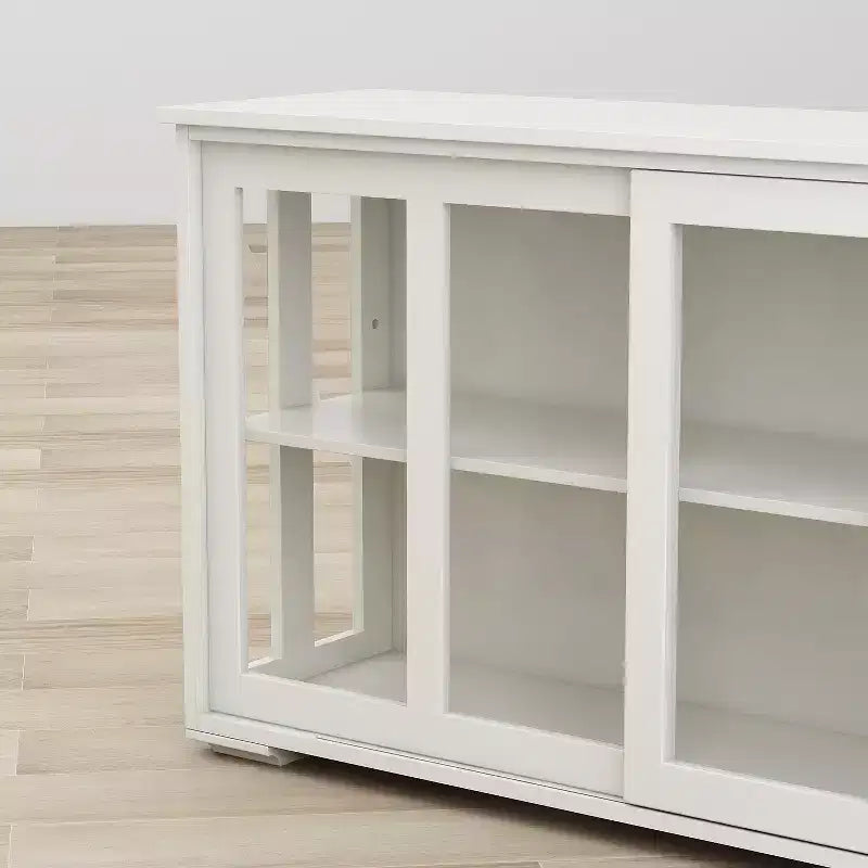 Pensile da cucina bianco in MDF con ante scorrevoli in vetro, a 2 ripiani