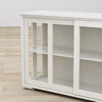 Pensile da cucina bianco in MDF con ante scorrevoli in vetro, a 2 ripiani