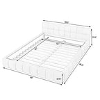 Letto a piattaforma imbottito queen size blu con testiera, 1 persona