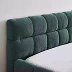 Letto a piattaforma imbottito queen size blu con testiera, 1 persona