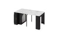 TUYOHW Extending Dining Table with Power Outlet,Mobile Rolling Kitchen Table with Arch Glass Door,Storage Island Table for Kitchen,Living Room