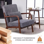Poltrona d'accento rivestita color beige/grigio-marrone/grigio chiaro con gambe in legno, seduta singola