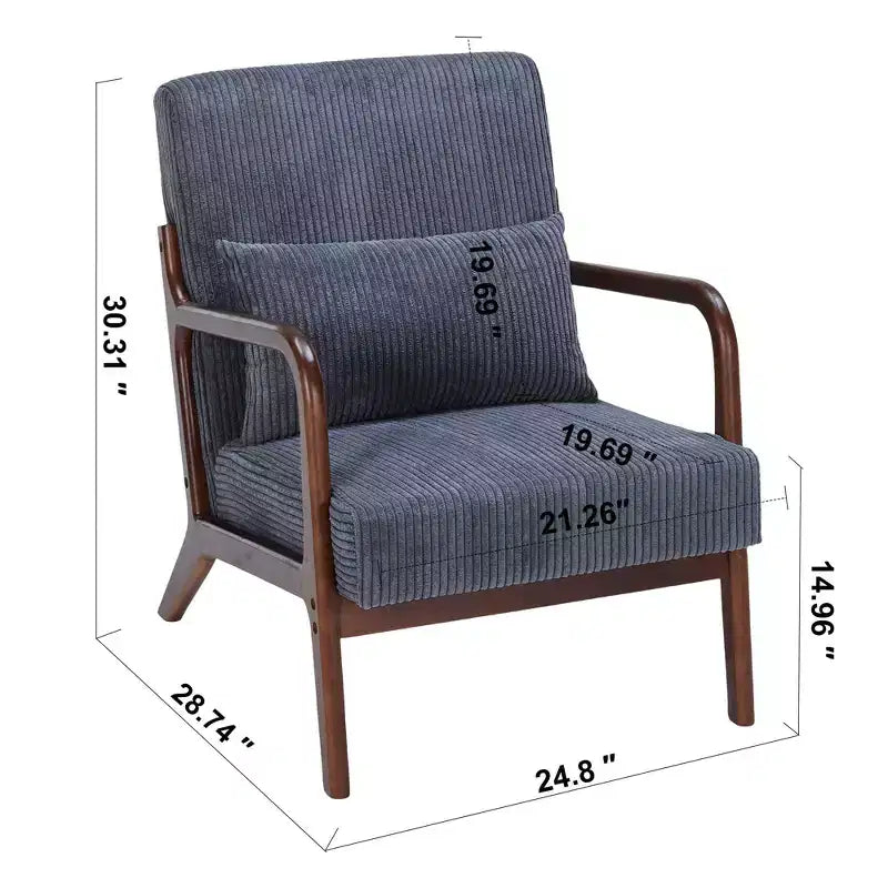 Poltrona d'accento rivestita color beige/grigio-marrone/grigio chiaro con gambe in legno, seduta singola