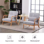 Poltrona d'accento rivestita color beige/grigio-marrone/grigio chiaro con gambe in legno, seduta singola