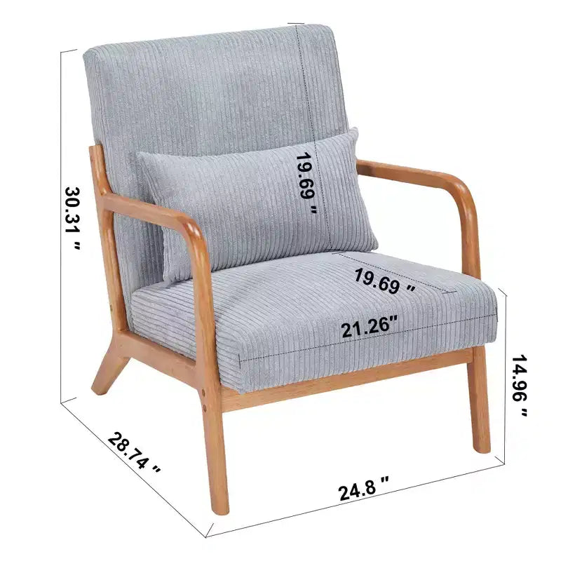 Poltrona d'accento rivestita color beige/grigio-marrone/grigio chiaro con gambe in legno, seduta singola