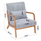 Poltrona d'accento rivestita color beige/grigio-marrone/grigio chiaro con gambe in legno, seduta singola