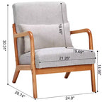 Poltrona d'accento rivestita color beige/grigio-marrone/grigio chiaro con gambe in legno, seduta singola
