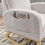 Sedia a dondolo accentata imbottita grigio/bianca con tasche laterali, monoposto