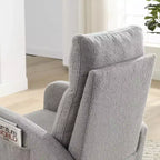 Sedia a dondolo accentata imbottita grigio/bianca con tasche laterali, monoposto