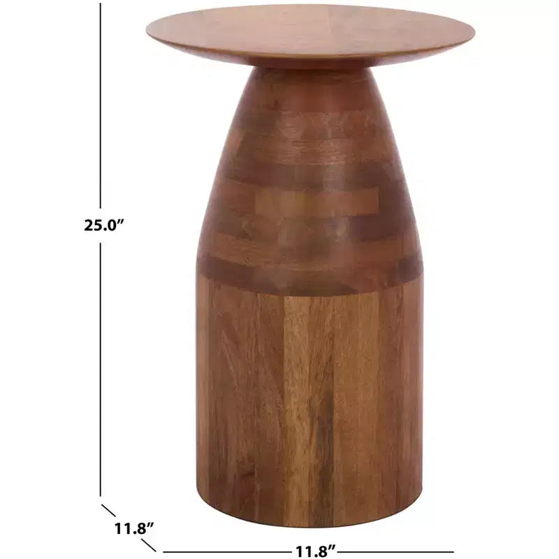 Tavolino d'appoggio rotondo marrone in legno di acacia – Finitura naturale, 1 pezzo