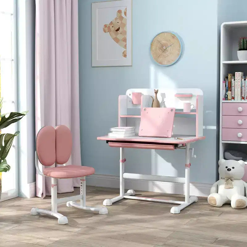 TUYOHW Kids Desk and Chair Set,Desk with Height Adjustable & Tilt Desktop,Storage Drawer,Reading Rack,Childrens Study Desk for Writing,Ages 3-12