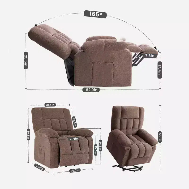 Poltrona reclinabile manuale marrone/grigia, 1 posto