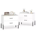 Costway 2PCS 2-Drawer Dresser w/Metal Legs Handles Drawers Anti-Tipping Kits for Closet