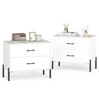 Costway 2PCS 2-Drawer Dresser w/Metal Legs Handles Drawers Anti-Tipping Kits for Closet