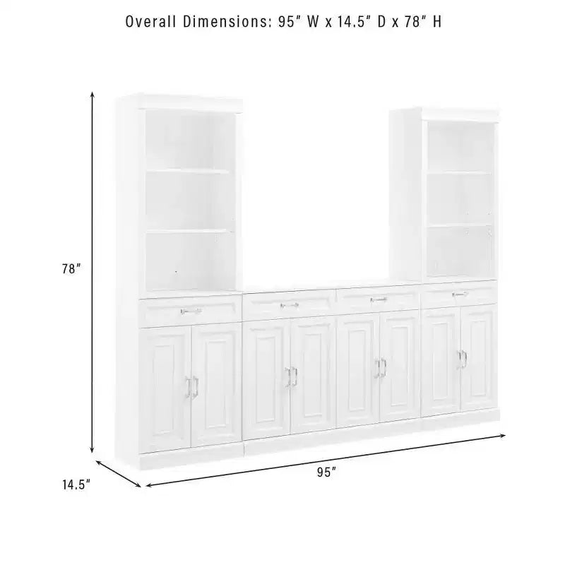 Set di mobile credenza e libreria bianco 3 pezzi, Montaggio 1 persona